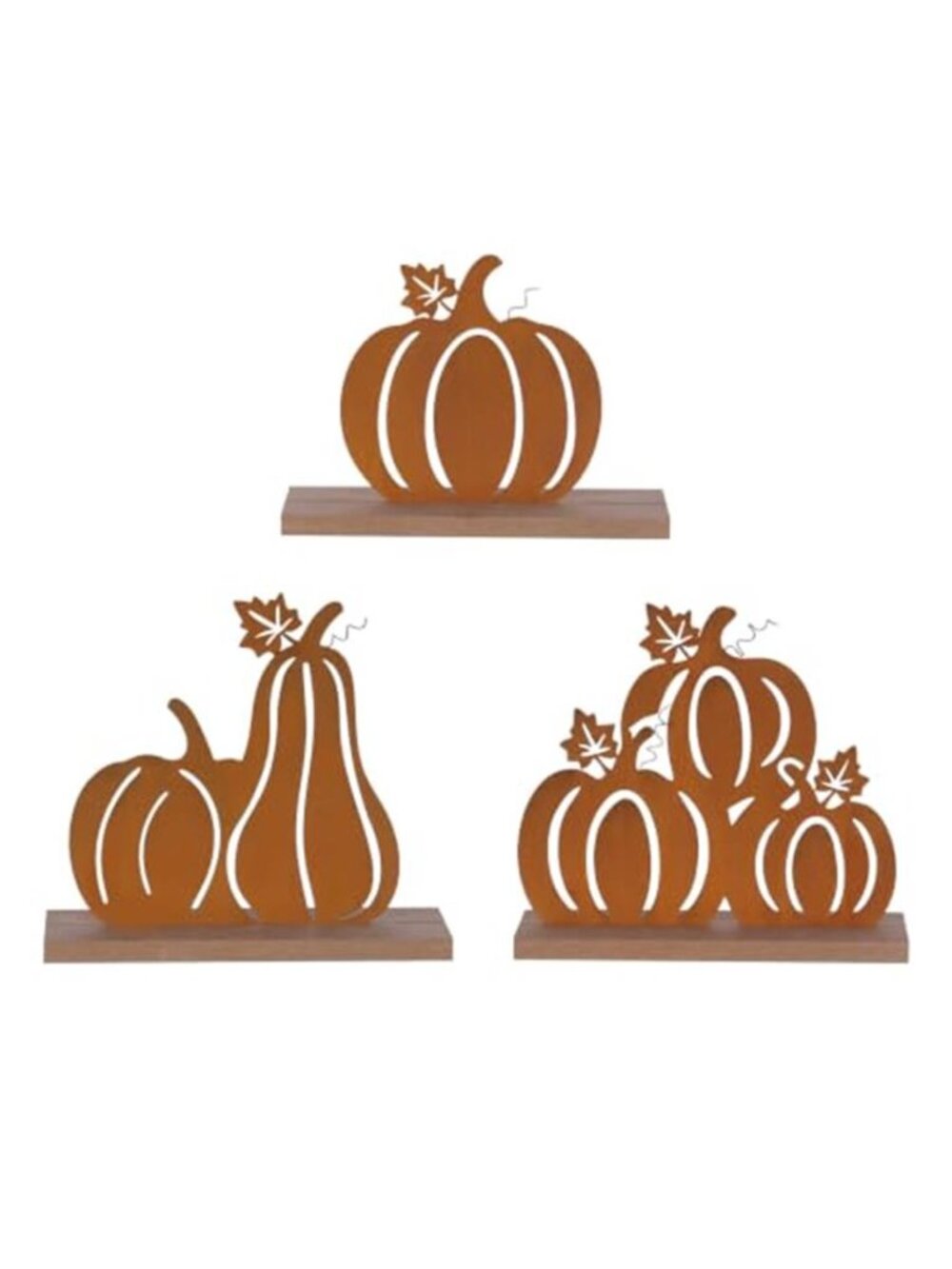 Fall Decorations for Home 3 PCS Cutout Rusty Metal Pumpkin Signs